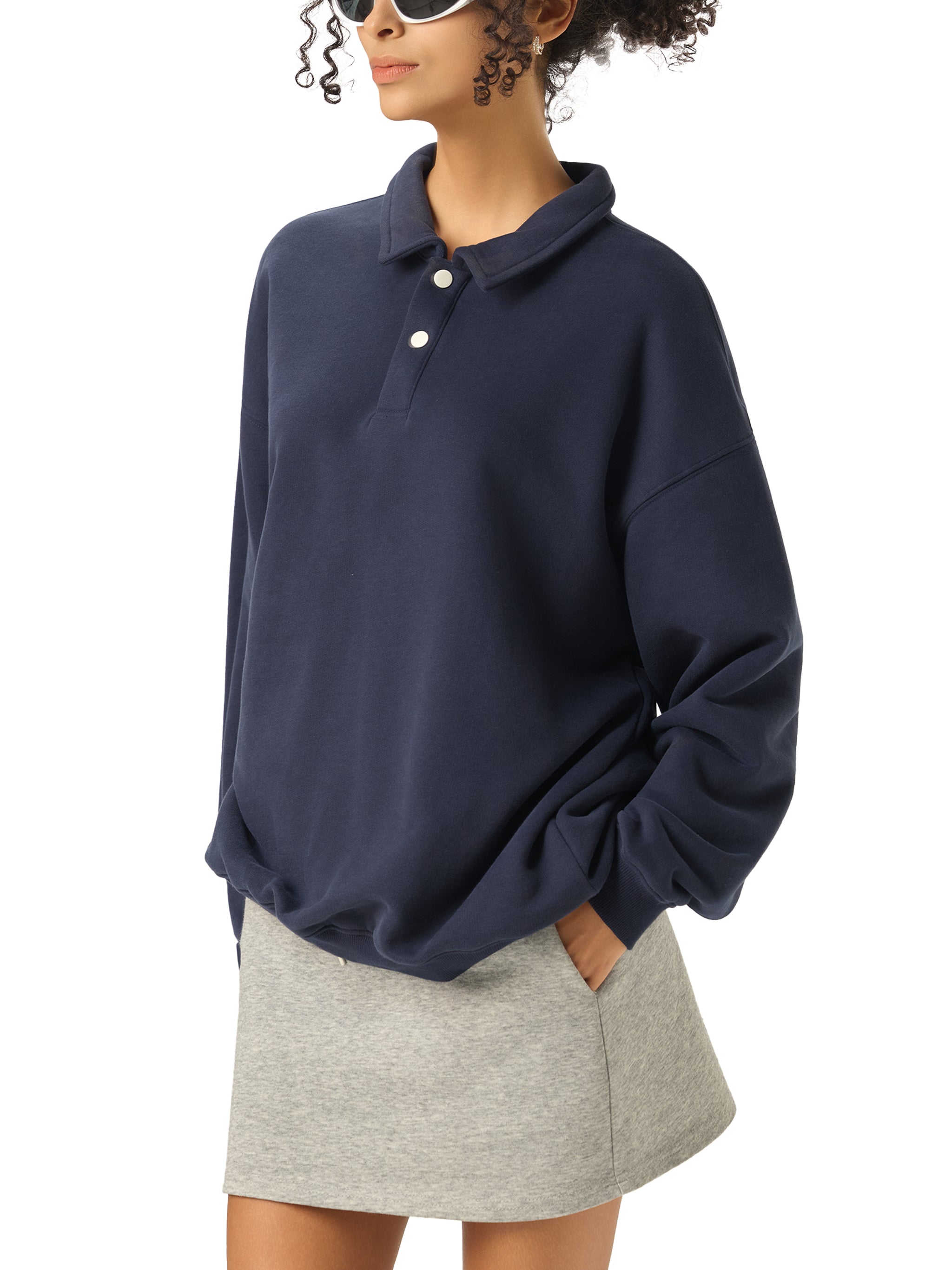 POLO-COLLAR SWEATSHIRT