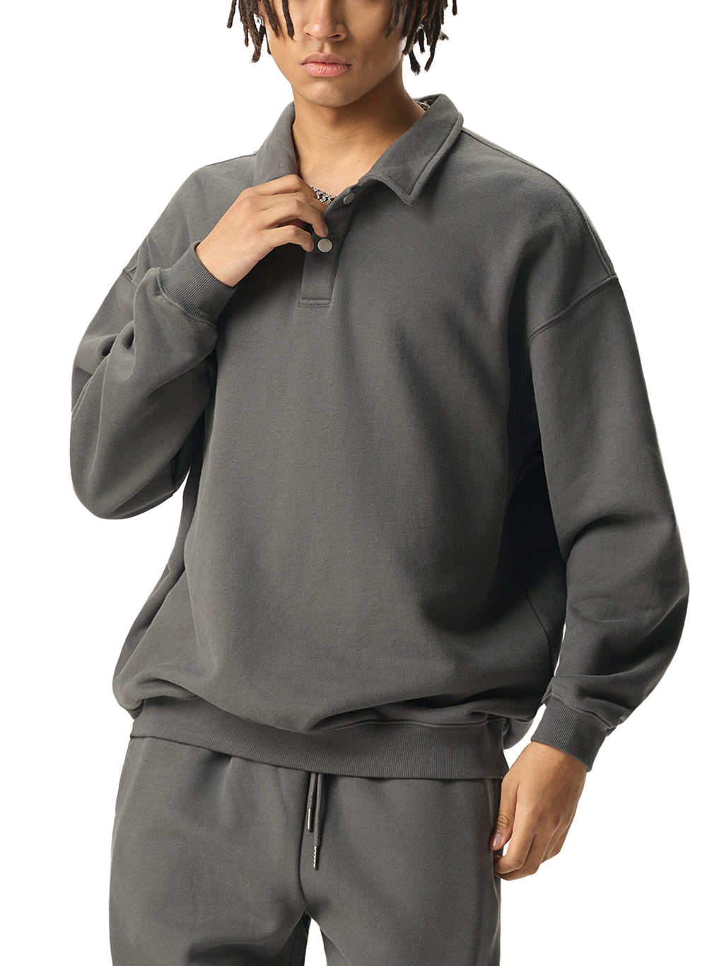 POLO-COLLAR SWEATSHIRT