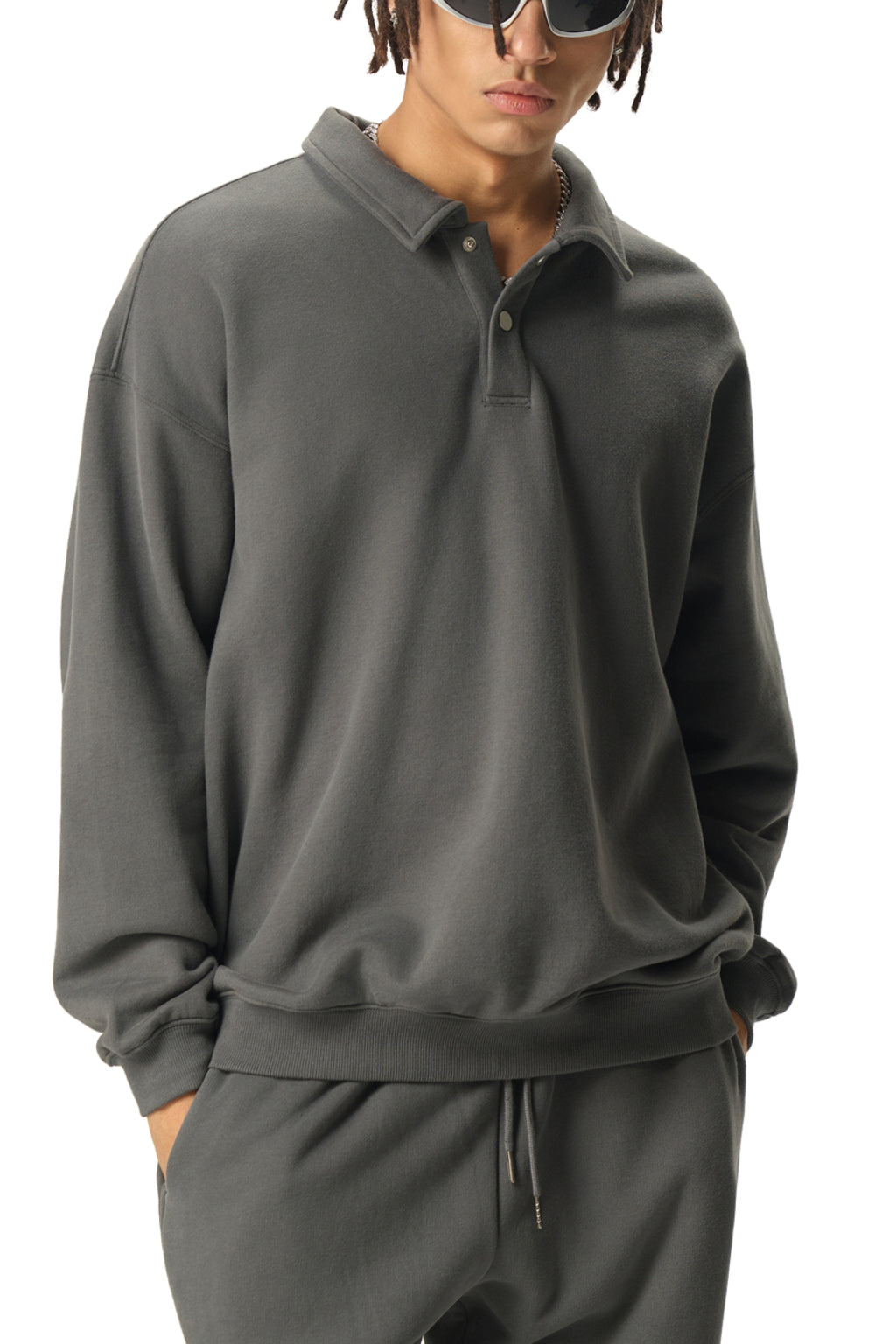 POLO-COLLAR SWEATSHIRT